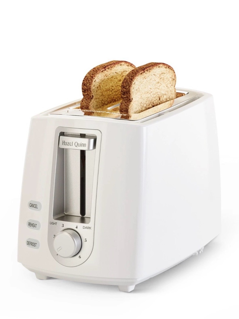 White 2-Slice Toaster with Adjustable Browning Control